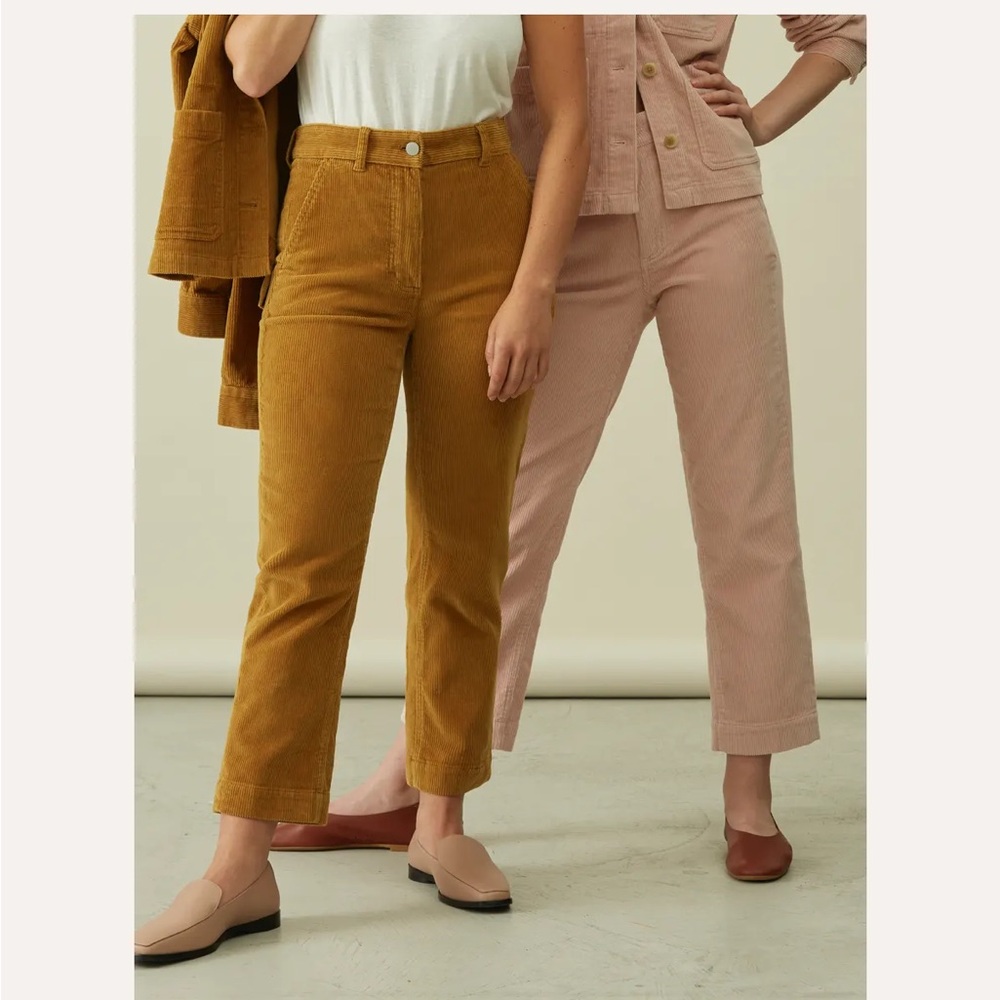 Everlane Corduroy Straight Leg Crop Pant in Golden Brown